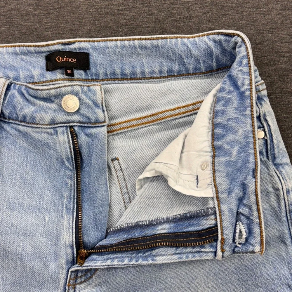 Quince Jeans Womens 30 High Rise Cropped Wide Leg Comfort Stretch Blue Denim - Picture 8 of 13